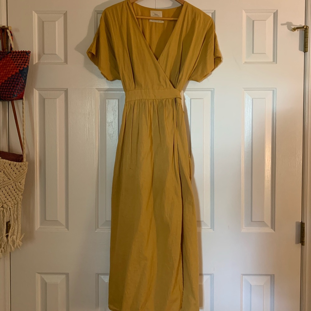 Mustard Midi Wrap Dress